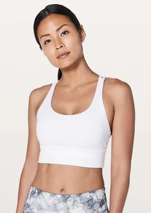 Lululemon‎ Women’s Size 4 Longline Energy Bra White Strappy Gym Yoga Sports Bra thumbnail 1