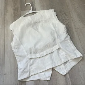 Linen Crop Vest womens White (medium) preppy minimalist classic office thumbnail 4