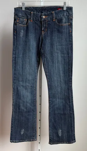 Seven7‎ Cotton Shabby Y2K Distressed Bootcut Jeans 30 Indigo thumbnail 1