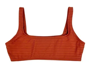 Aeropostale Burnt Orange Ribbed Swim Bikini‎ Bralette Top Size Small thumbnail 1
