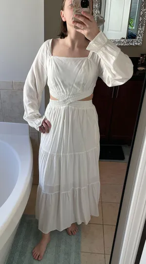 Amazon White Long Sleeve Sundress thumbnail 1