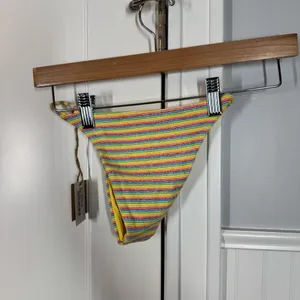 FREE PEOPLE X TOAST‎ Stitch Rainbow Ribbed Bikini Bottom Size XS thumbnail 6