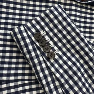 J.Crew Gingham Check Blazer Blue White Tuxedo Lapel‎ Professional Womens Size 2 thumbnail 7
