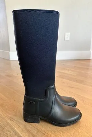 Tory Burch tall April Rain boot navy blue size 7 thumbnail 1