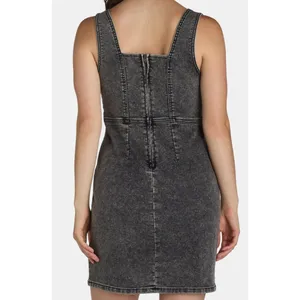 No Boundaries Womens Denim Dress Size M (8-10) Grey Wash Square Neck Pinafore thumbnail 6