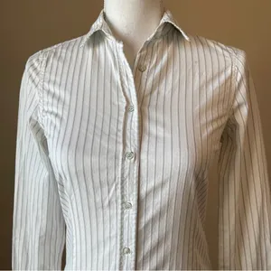 ZARA | Pinstriped Poplin Button Down Shirt Sz XS thumbnail 3