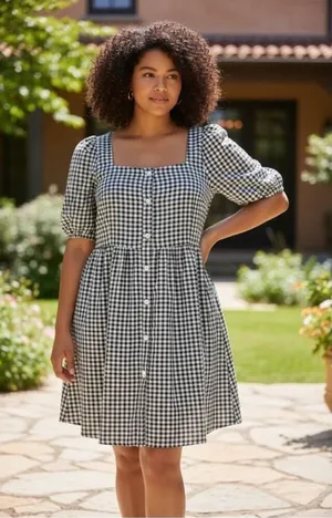 Black Tape Black White Gingham Mini Dress XL thumbnail 1