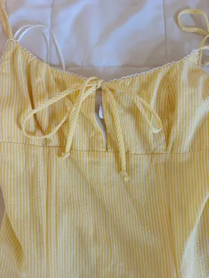 cute yellow and white striped dress thumbnail 3