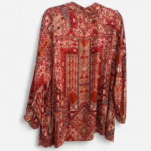 RACHEL ZOE Red-Orange Southwestern Boho Rayon Blouse Large thumbnail 4