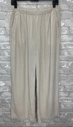 Old Navy High Rise Wide-Leg Linen Pull-On Pants in Light Beige thumbnail 1