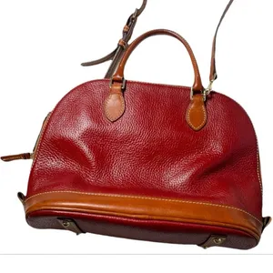 Dooney & Bourke Medium Red Leather Domed Satchel Bag Purse Shoulder Top Handle thumbnail 6