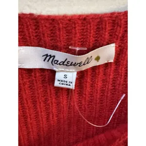 Madewell SoftWool Cashmere Blend Square Neck Ribbed Sweater Red Size Small thumbnail 4