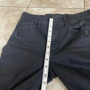 Mother Looker Ankle Fray Jeans Guilty as Sin Black Distressed Skinny 27 EUC thumbnail 6