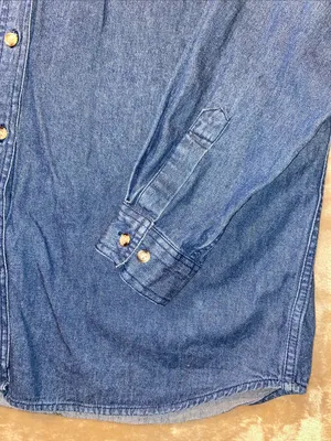 Vintage Cabin Creek Blue Denim Button-Down Shirt with Cat Embroidery thumbnail 6