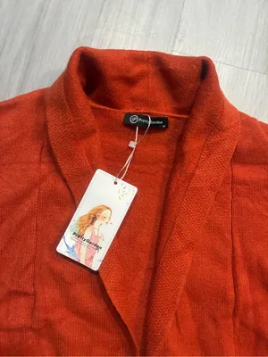Pretty Garden Open-Front Women's Cardigan‎ Sweater in Rust Orange thumbnail 3