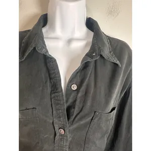 Banana Republic‎ Womens Black 100% Lyocell Utility Shirt Long Sleeve Relaxed L thumbnail 4