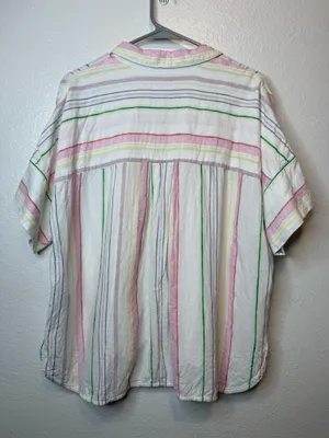 Madewell Striped Button Down Short Sleeve Daily Shirt Lighthouse Rainbow Size L thumbnail 6