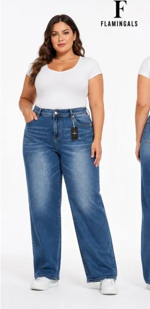 Women’s Dark Blue Straight-Leg Jeans size 4XL thumbnail 1