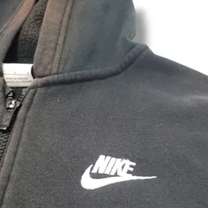 Nike Sweatshirt Size Large Full Zip Up Hooded Sweatshirt Embroidered Logo Faded Fading Black thumbnail 4