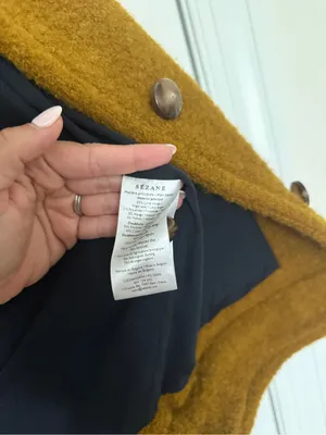 Sezane Leo coat yellow wool blend vert bronze thumbnail 5