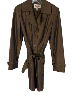 Talbots Size Small Vintage Trench‎ Bronze Brown Coat Belted thumbnail 1