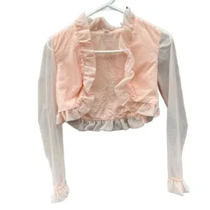 Vintage pale pink size XS Swiss dot sheer sleeves cropped jacket. thumbnail 2