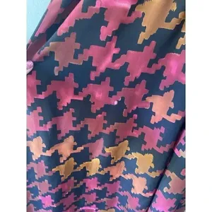 LAVENDER BROWN Orange Pink Burgundy Fall Houndstooth Maxi‎ Dress Size S Small thumbnail 7