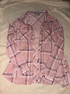 Passports pink flannel button-up thumbnail 1