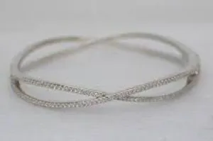 Kate spade cubic zirconia pave silver plated Infinite hinges bangle, new. thumbnail 1