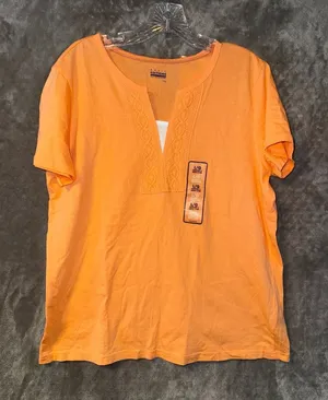 3071 Short Sleeve Layered Look 2-Fer Style Top From Basic Editions, Sz L, Nwt thumbnail 1