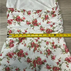 Mini Dress Y2K Strapless Size M Floral Print White Pink thumbnail 9
