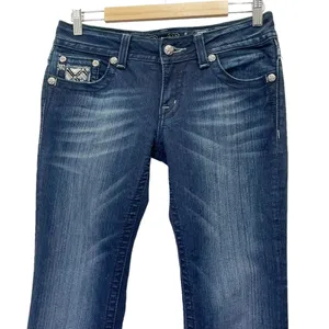 Miss Me Y2K Jeans Women's Size 29 Bling Rhinestone Back Flap Bootcut Dark Wash thumbnail 5