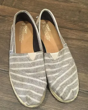 Tom’s gray striped classic slip on flats thumbnail 1