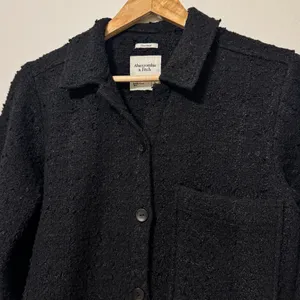 Abercrombie & Fitch Oversized Textured Tweed Button Up Shacket Small Black Coat thumbnail 4