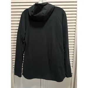 Nike Active Athletic Top Black Long Sleeve Logo Hood Thumb Holes Sz See Measures thumbnail 4