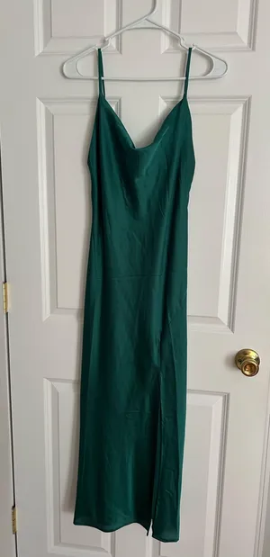 Emerald green slip dress thumbnail 1
