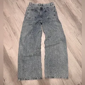Zara Wide Leg Legged Pants Textured Blue Denim‎ Jeans Size 4 Y2K Festival thumbnail 2