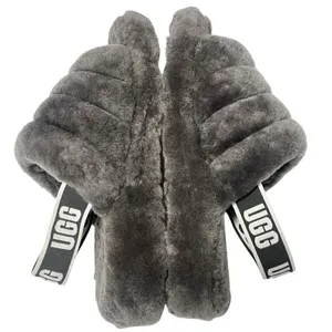 UGG Fluff Yeah Slide Fur Slippers Charcoal Grey Slingback Plush Women’s Size 11 thumbnail 6