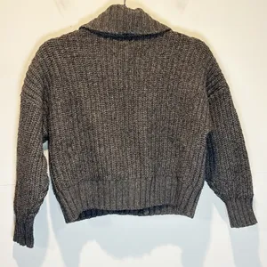 By Anthropologie Gray Chunky Knit Crapped Cardigan Sweater - size XS thumbnail 3