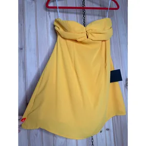 NWT Lulus Gillian Yellow Pleated Strapless Mini Dress Party Cocktail Size M thumbnail 2