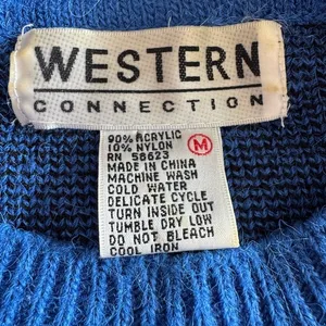 Vintage Western Connection Knit Sweater Boho Cowgirl Floral Statement Medium‎ thumbnail 2