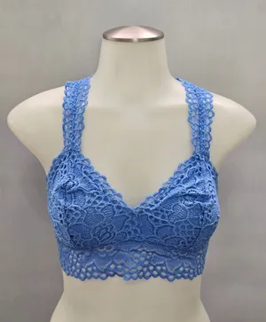 Aerie Blue Whimsy Romantic Boudoir Bridal Cottage Lingerie Lace Bralette Small thumbnail 1
