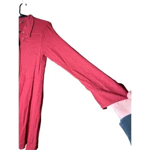 Free People Red Polka Dot Button‎ Dow Shirt Dress Size L thumbnail 4