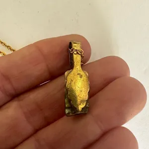 Gold tone abalone pendant necklace thumbnail 5