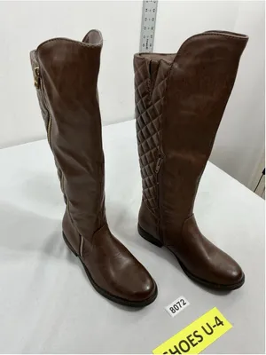Womans Excellent Condition Quilted 1/4 Zip Riding Boots Size 6 Brown thumbnail 2