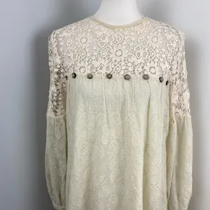 Anthropologie Ivory Verb Josephine Boho Lace Tunic Long Sleeve Mini Dress Small thumbnail 5