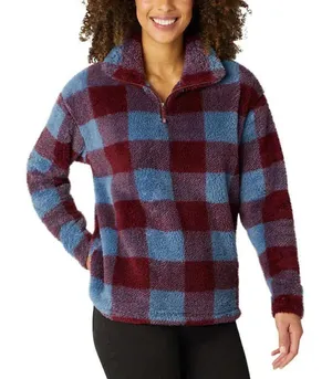 Eddie Bauer Pullover Jacket Plaid Faux Fur Fleece Size Small Sweatshirt Women‎ thumbnail 1