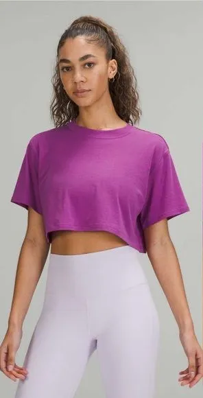 Lululemon All Yours Cropped T-Shirt Vivid Plum thumbnail 1