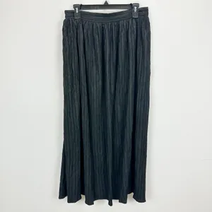 Lulus Midsummer Memories Black Mid-Rise Maxi Skirt Side Slit Plisse Large NWT thumbnail 13
