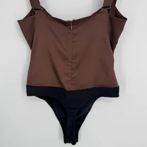 WeWoreWhat‎ Ruched Cup Bodysuit Size 2 Brown Satin Night Out Trendy Sexy thumbnail 7